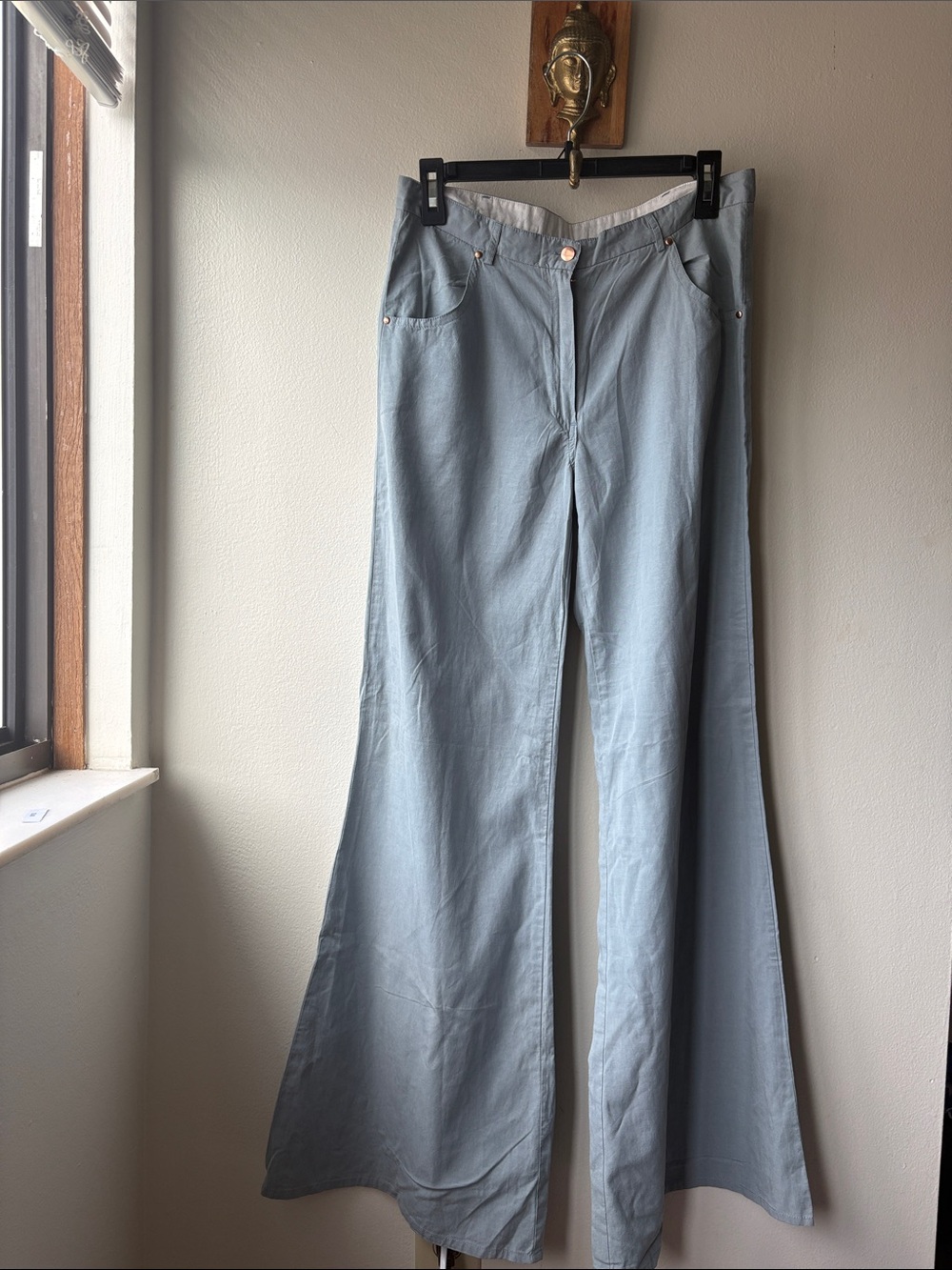 Carin Wester Women’s Gray Blue Flare Leg Pants Size Small